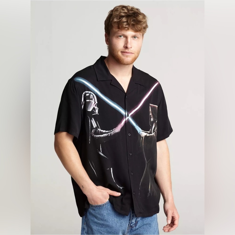 Our Universe Star Wars Darth Vader Obi-Wan Duel Woven Button-Up her universe